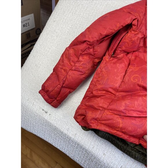 Columbia Titanium 550 Down OrangeRed AOP Floral Ski Parka Jacket Puffer Wom Sz M - Picture 14 of 16
